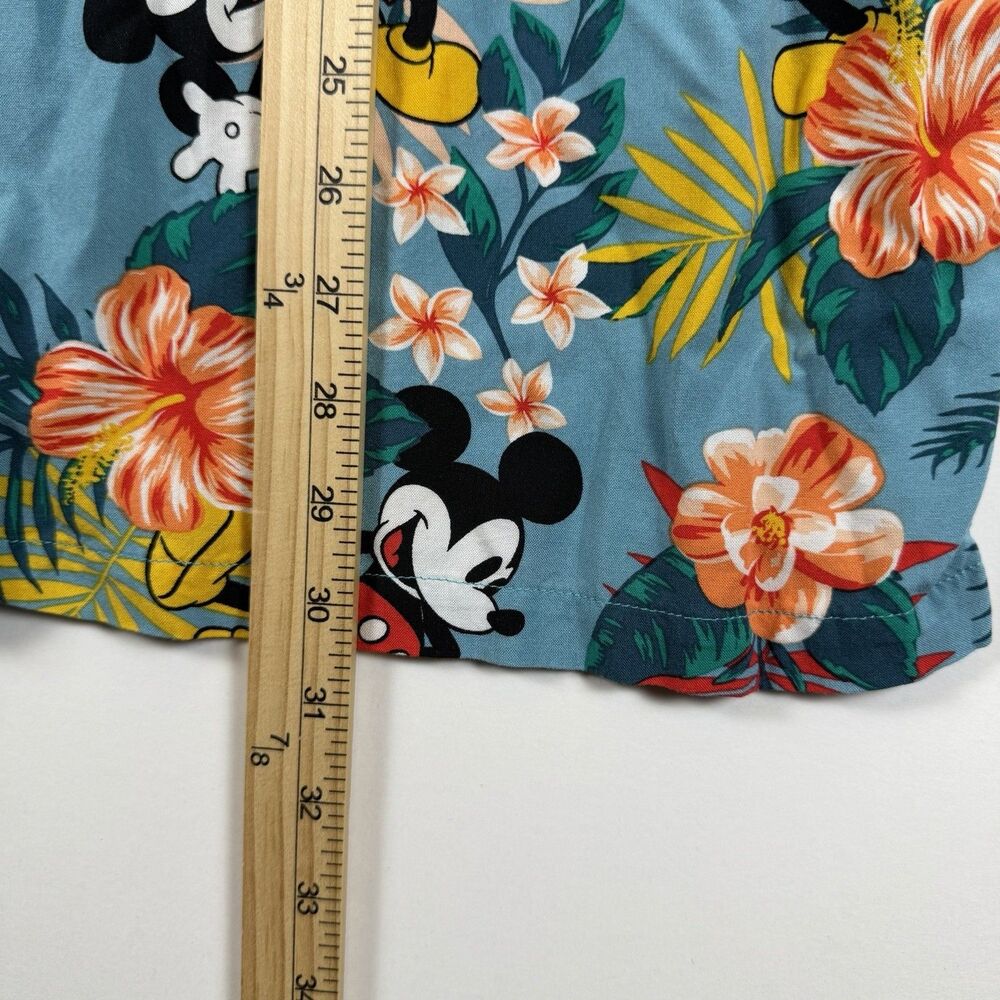 Disney Mickey Mouse Hawaiian Shirt Mens XL Floral Print Button Up Tropical Soft - Picture 9 of 9